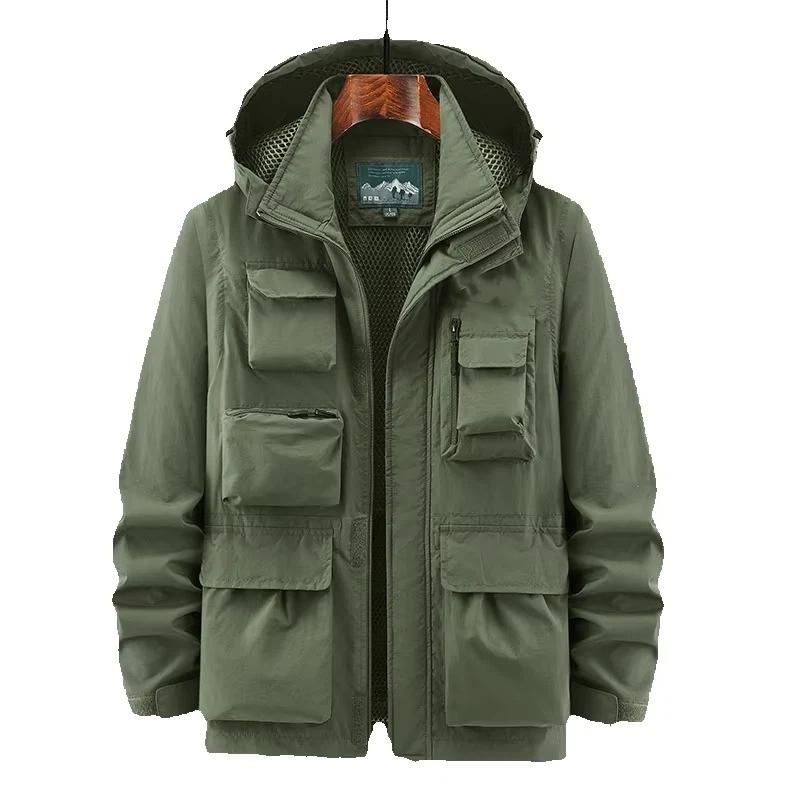 Outdoor Adventure Travel Company - Chaqueta de safari impermeable verde militar