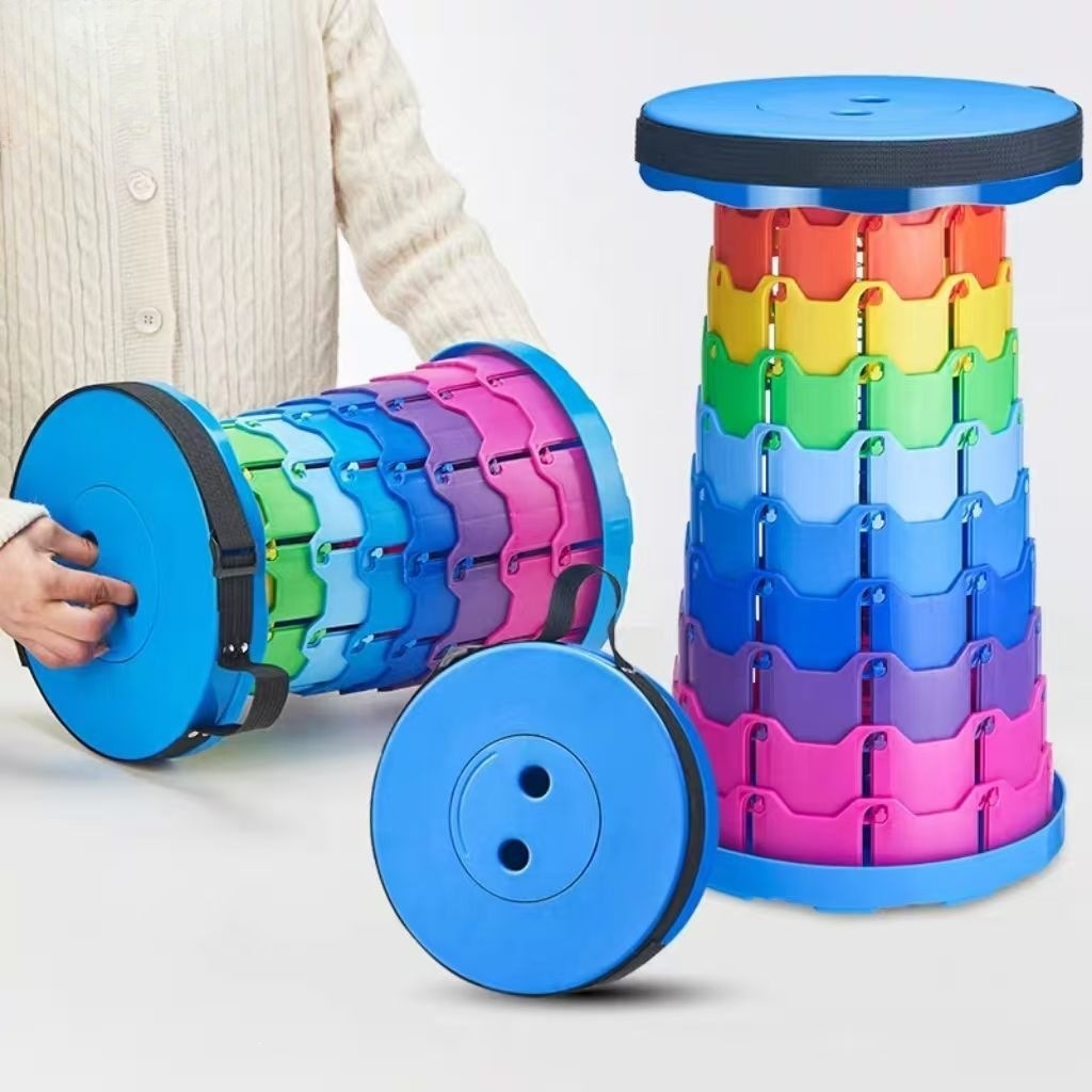 Outdoor Adventure Trips - Taburete Telescópico Plegable Rainbow para Camping,
