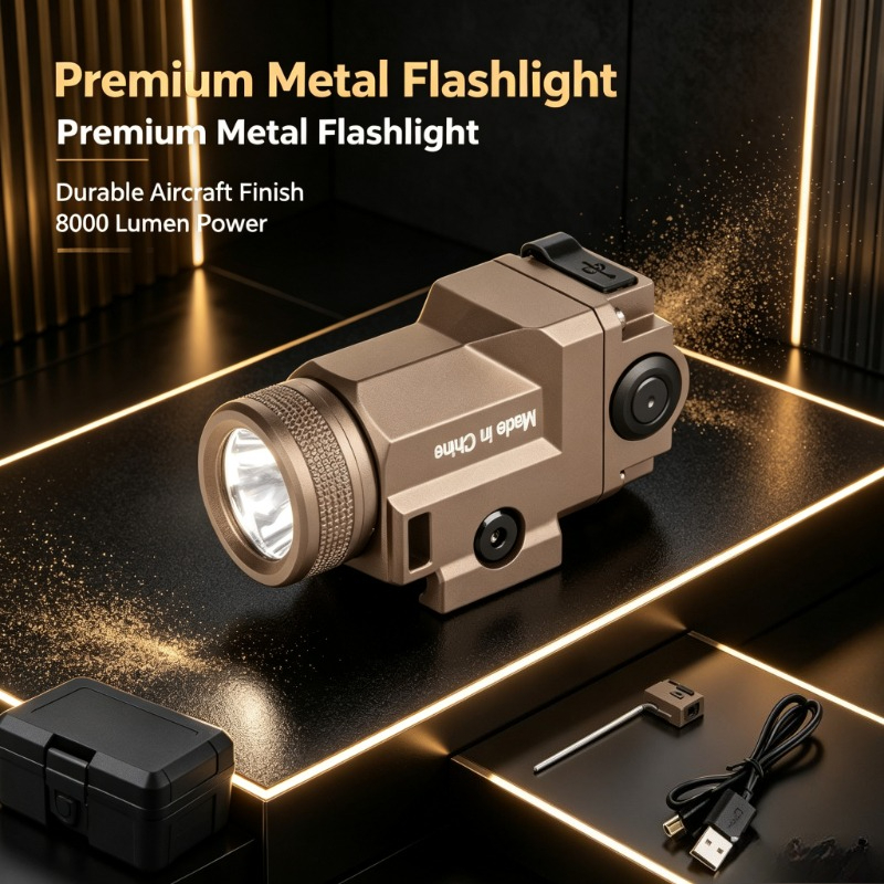 Outdoor Adventure Hobbies - Linterna LED de metal con riel